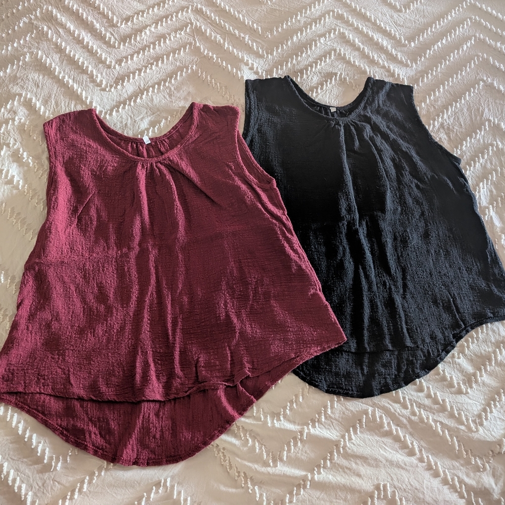 Red Relaxed Asymmetrical Sleeveless Tank Top